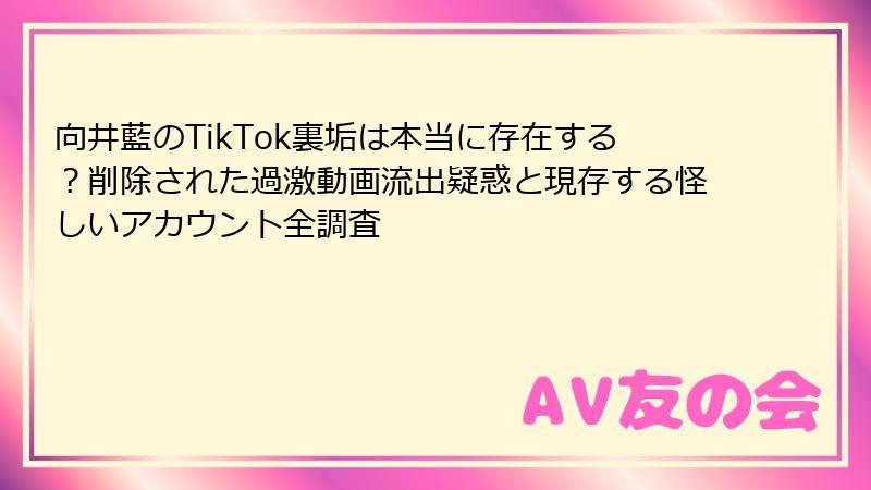 向井藍のTikTok裏垢は本当に存在する？削除された過激動画流出疑惑と現存する怪しいアカウント全調査