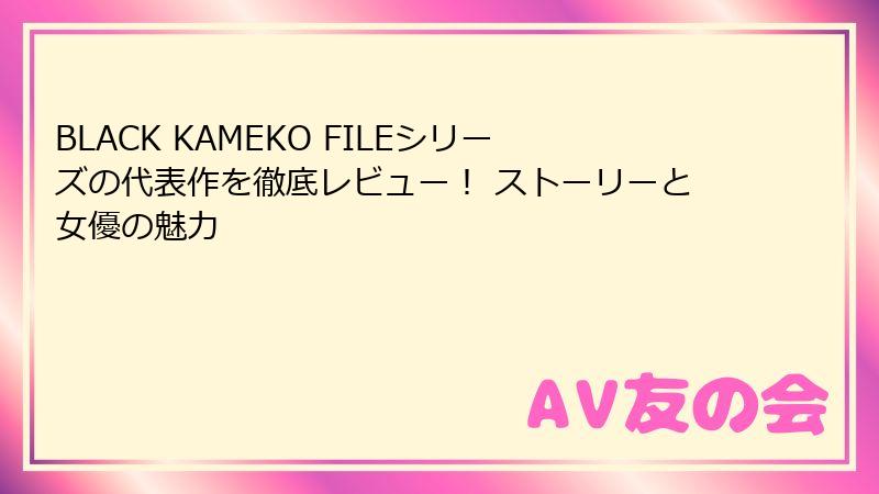 BLACK KAMEKO FILEシリーズの代表作を徹底レビュー！ ストーリーと女優の魅力