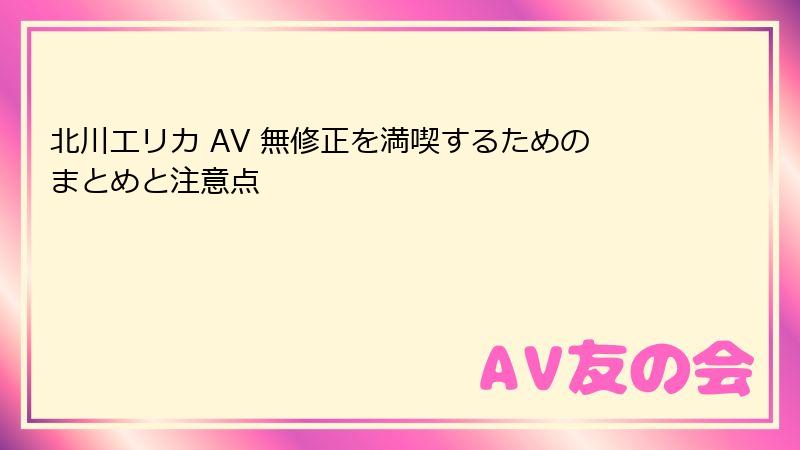 北川エリカ AV 無修正を満喫するためのまとめと注意点