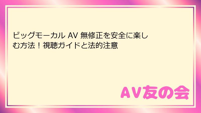 ビッグモーカル AV 無修正を安全に楽しむ方法!視聴ガイドと法的注意