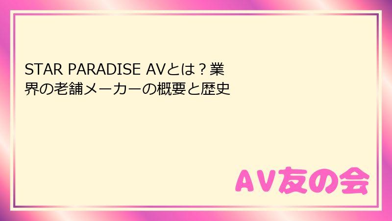 STAR PARADISE AVとは?業界の老舗メーカーの概要と歴史