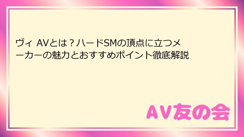 ヴィ AVとは？ハードSMの頂点に立つメーカーの魅力とおすすめポイント徹底解説