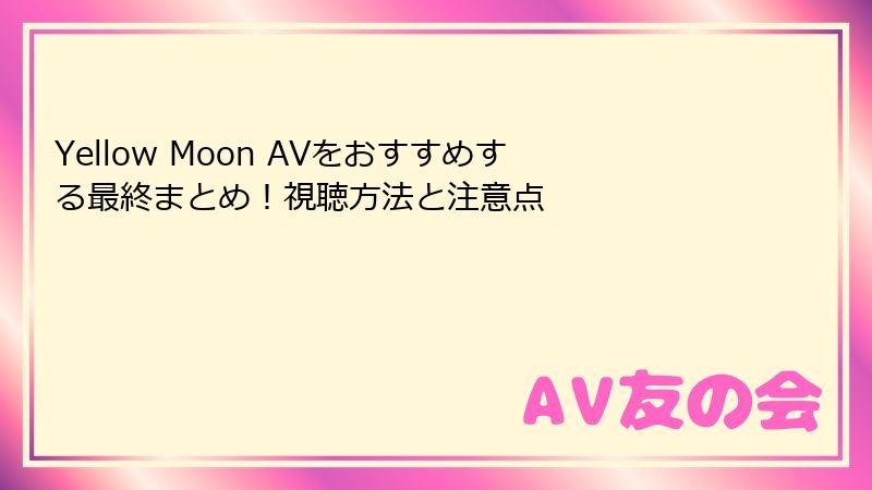 Yellow Moon AVをおすすめする最終まとめ！視聴方法と注意点
