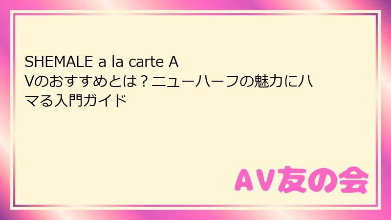 SHEMALE a la carte AVのおすすめとは？ニューハーフの魅力にハマる入門ガイド