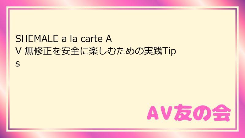 SHEMALE a la carte AV 無修正を安全に楽しむための実践Tips