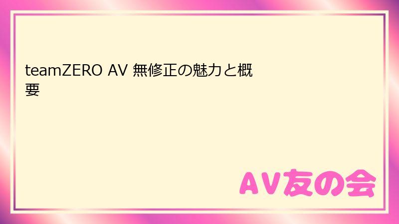 teamZERO AV 無修正の魅力と概要