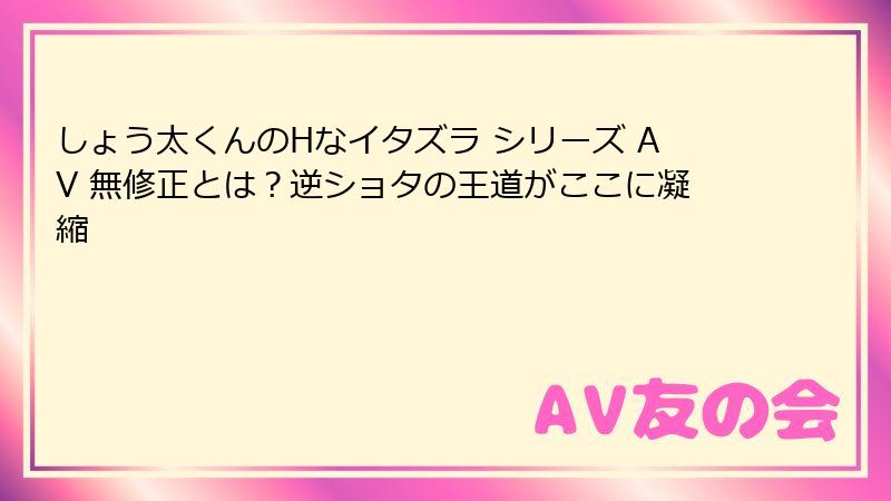 しょう太くんのHなイタズラ シリーズ AV 無修正とは？逆ショタの王道がここに凝縮