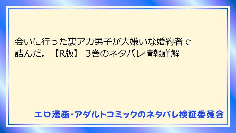 会いに行った裏アカ男子が大嫌いな婚約者で詰んだ。【R版】 3巻のネタバレ情報詳解