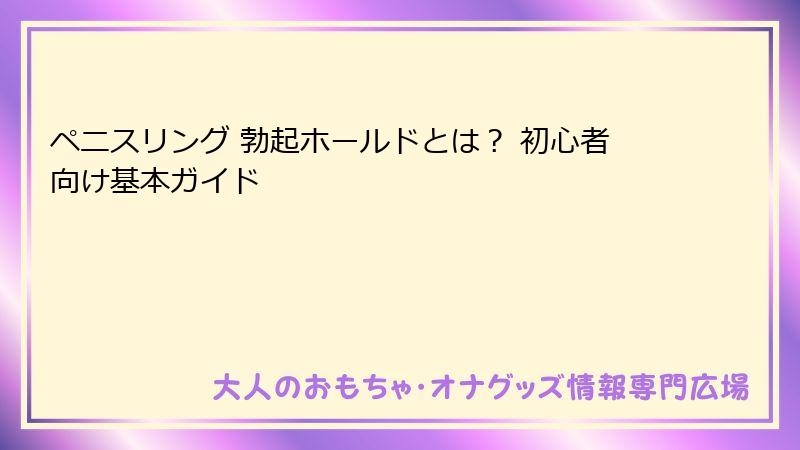 ペニスリング 勃起ホールドとは? 初心者向け基本ガイド