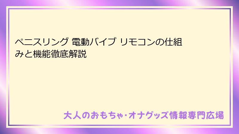 ペニスリング 電動バイブ リモコンの仕組みと機能徹底解説