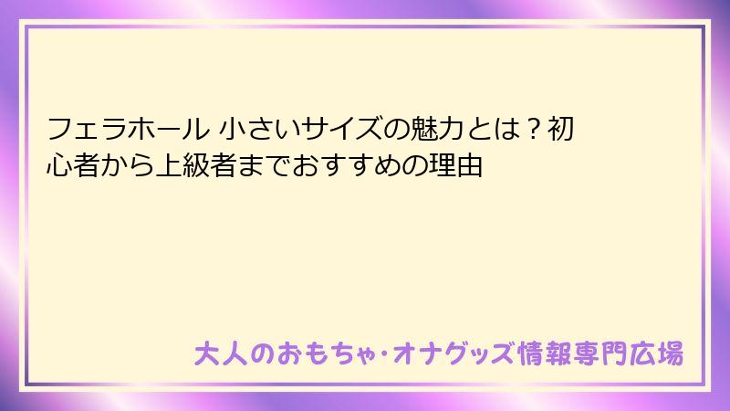 フェラホール 小さいサイズの魅力とは?初心者から上級者までおすすめの理由
