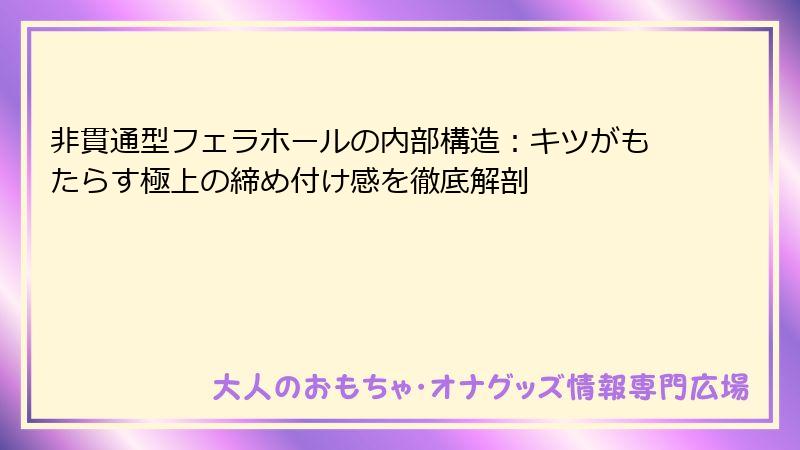 非貫通型フェラホールの内部構造:キツがもたらす極上の締め付け感を徹底解剖