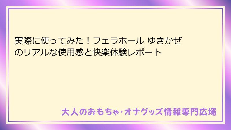 実際に使ってみた！フェラホール ゆきかぜのリアルな使用感と快楽体験レポート