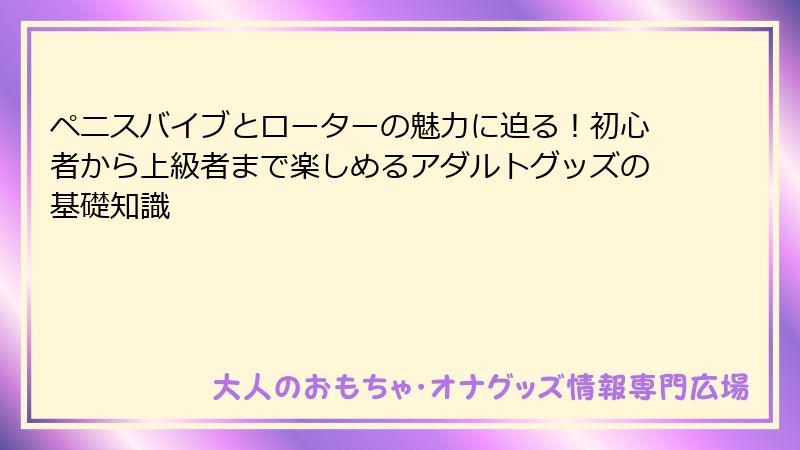 ペニスバイブとローターの魅力に迫る！初心者から上級者まで楽しめるアダルトグッズの基礎知識