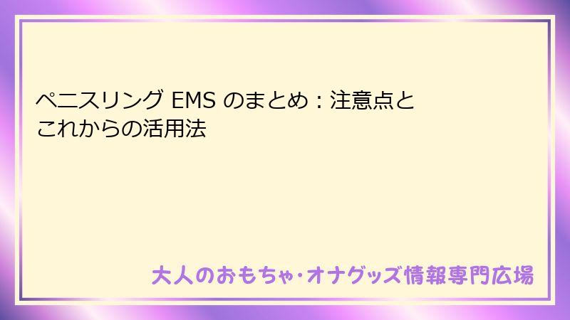 ペニスリング EMS のまとめ：注意点とこれからの活用法