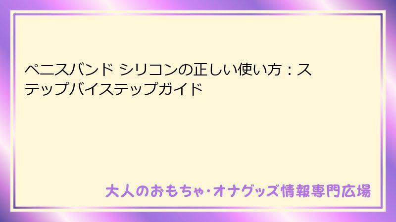 ペニスバンド シリコンの正しい使い方：ステップバイステップガイド