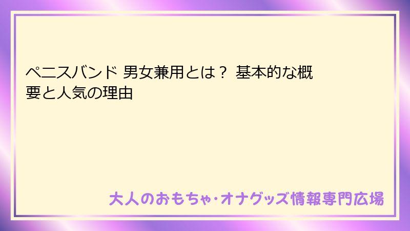 ペニスバンド 男女兼用とは？ 基本的な概要と人気の理由