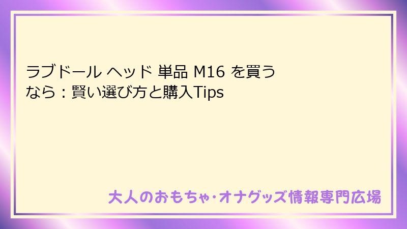 ラブドール ヘッド 単品 M16 を買うなら：賢い選び方と購入Tips