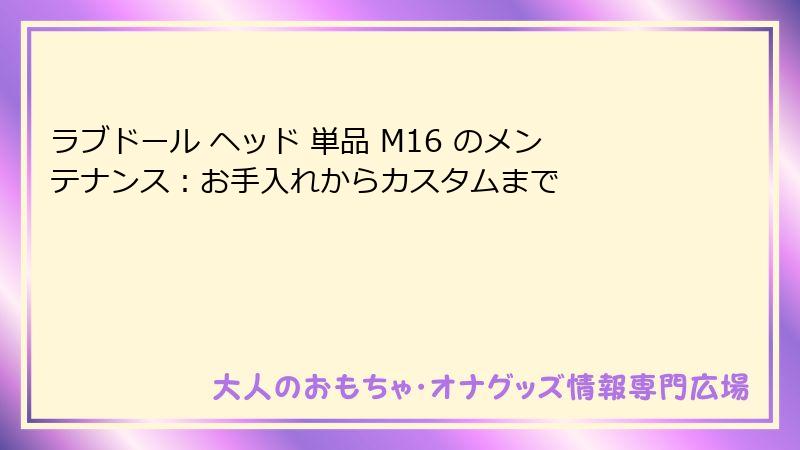 ラブドール ヘッド 単品 M16 のメンテナンス：お手入れからカスタムまで