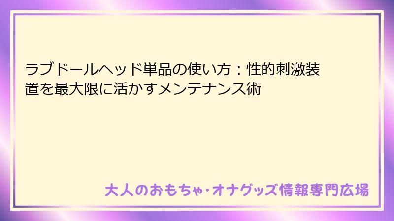 ラブドールヘッド単品の使い方：性的刺激装置を最大限に活かすメンテナンス術
