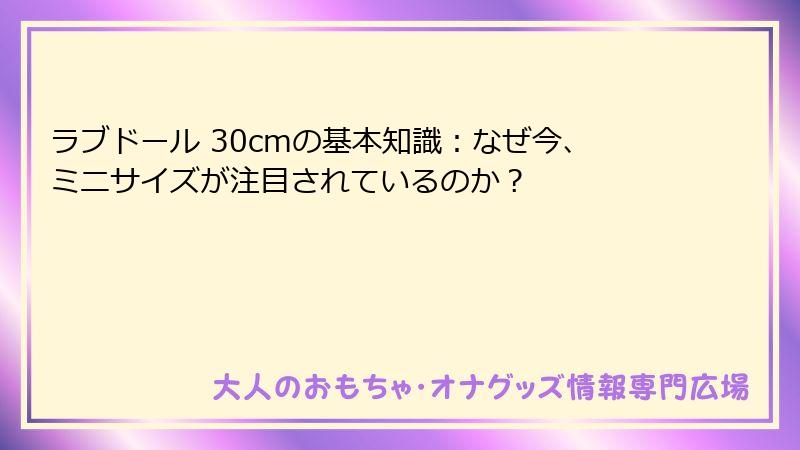 ラブドール 30cmの基本知識:なぜ今、ミニサイズが注目されているのか?