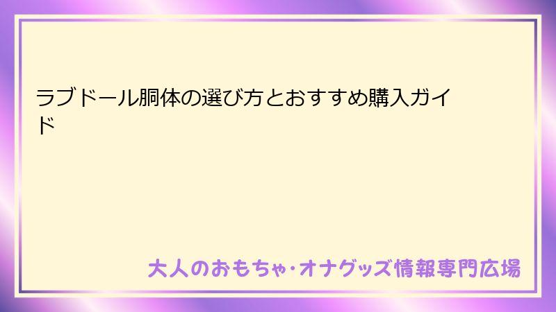 ラブドール胴体の選び方とおすすめ購入ガイド