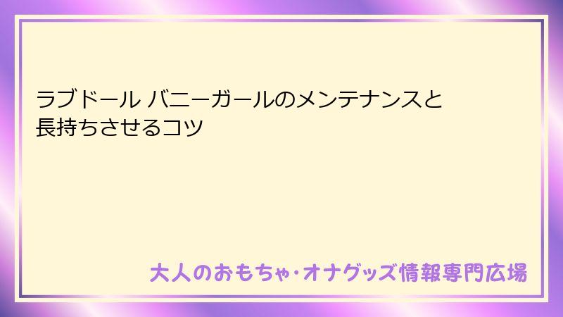 ラブドール バニーガールのメンテナンスと長持ちさせるコツ