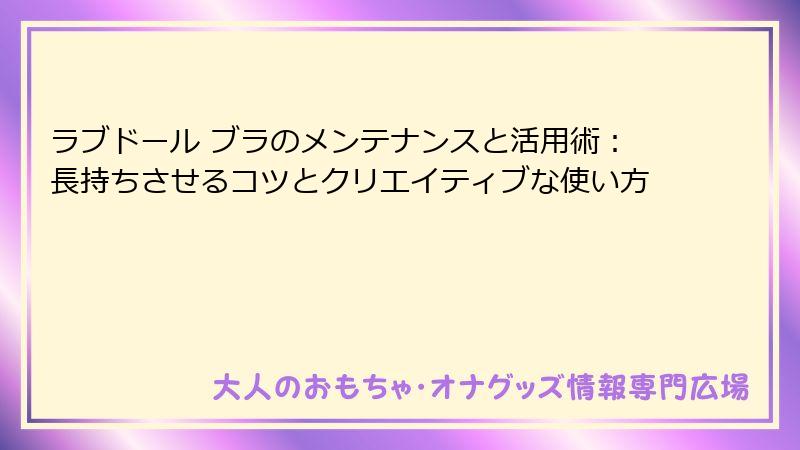 ラブドール ブラのメンテナンスと活用術：長持ちさせるコツとクリエイティブな使い方