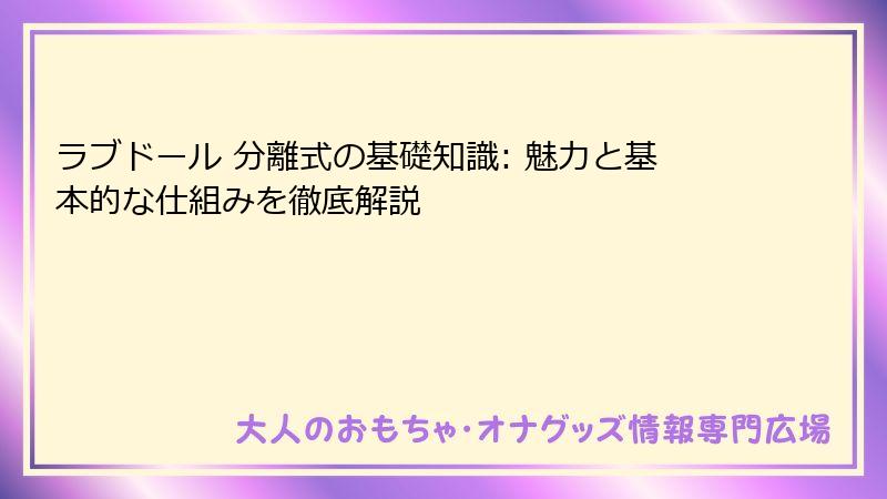 ラブドール 分離式の基礎知識: 魅力と基本的な仕組みを徹底解説