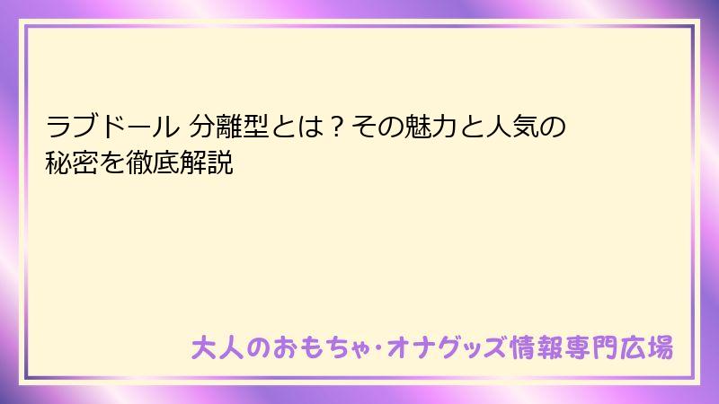 ラブドール 分離型とは？その魅力と人気の秘密を徹底解説