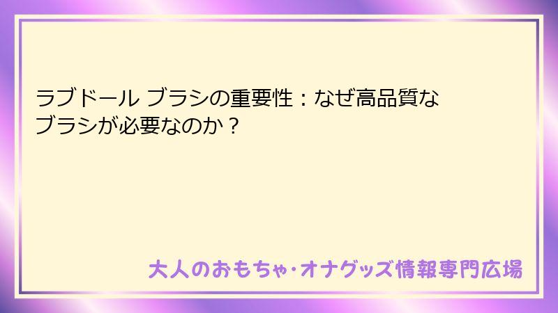 ラブドール ブラシの重要性：なぜ高品質なブラシが必要なのか？