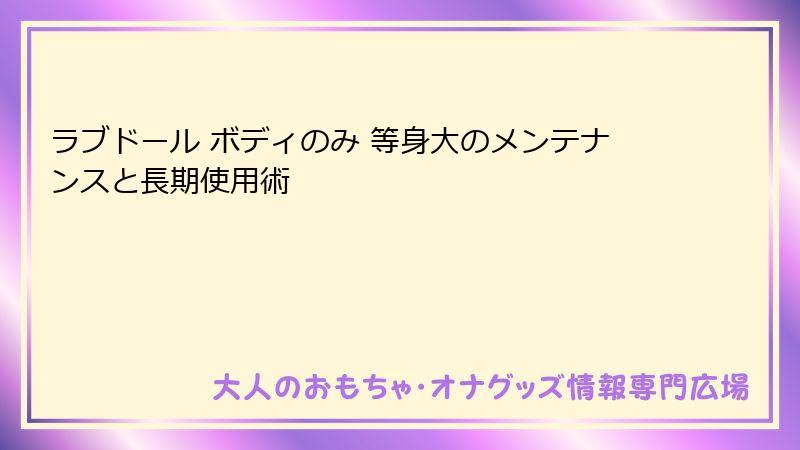 ラブドール ボディのみ 等身大のメンテナンスと長期使用術