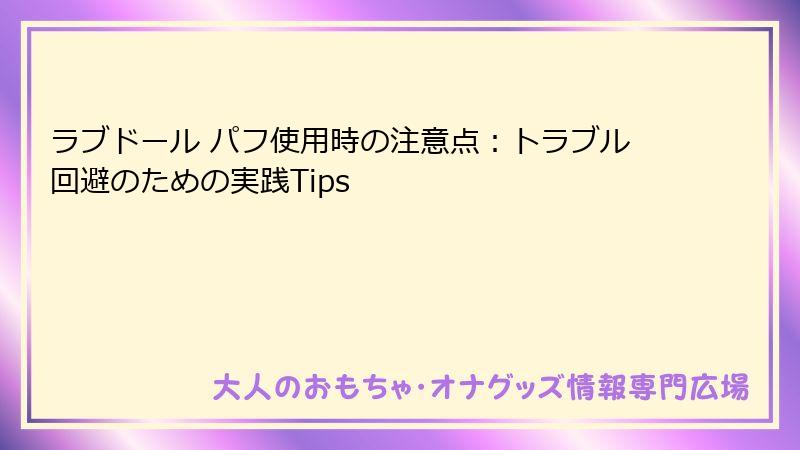 ラブドール パフ使用時の注意点:トラブル回避のための実践Tips