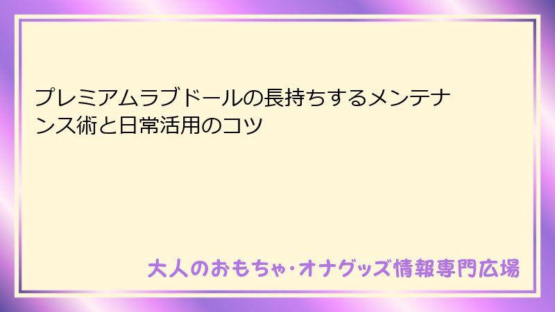 プレミアムラブドールの長持ちするメンテナンス術と日常活用のコツ