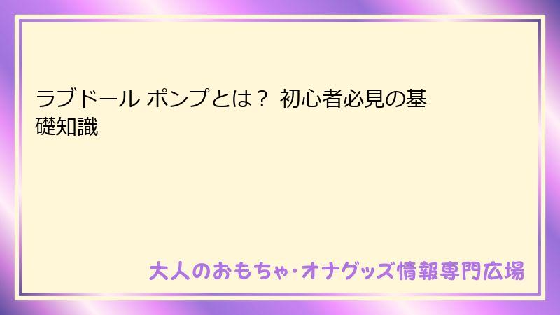 ラブドール ポンプとは? 初心者必見の基礎知識