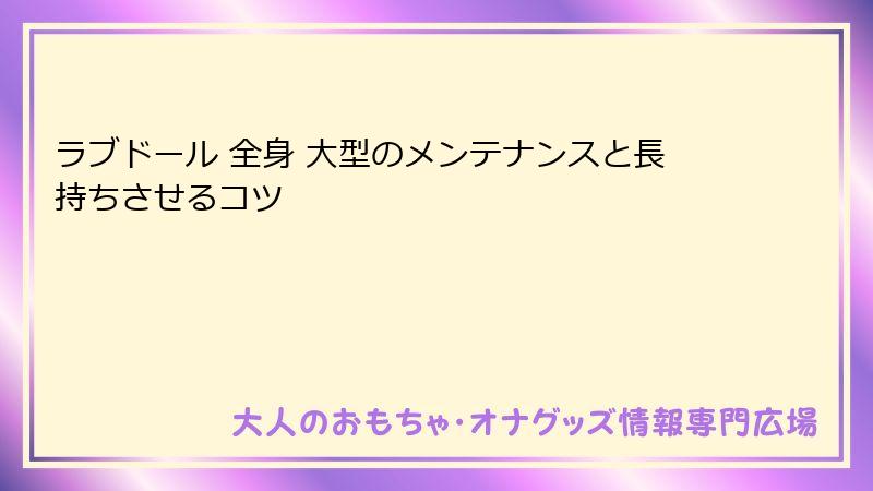 ラブドール 全身 大型のメンテナンスと長持ちさせるコツ