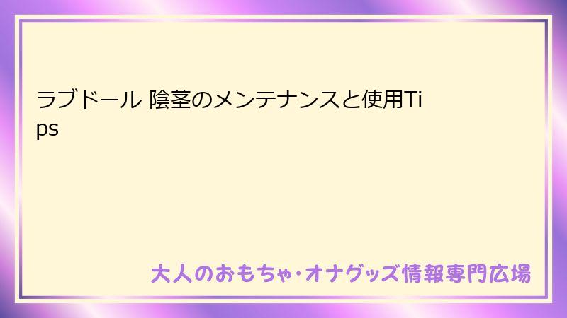 ラブドール 陰茎のメンテナンスと使用Tips