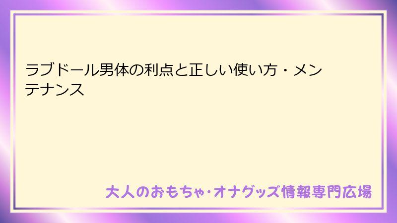 ラブドール男体の利点と正しい使い方・メンテナンス