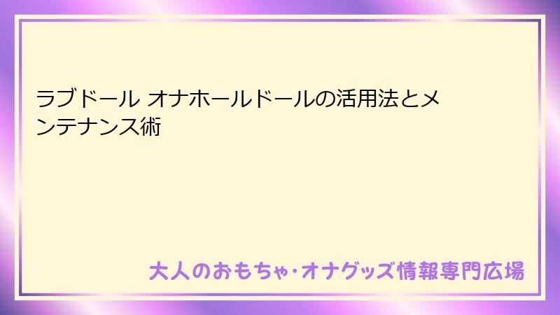 ラブドール オナホールドールの活用法とメンテナンス術
