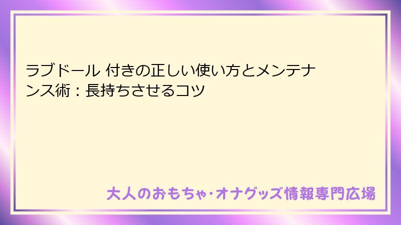 ラブドール 付きの正しい使い方とメンテナンス術：長持ちさせるコツ