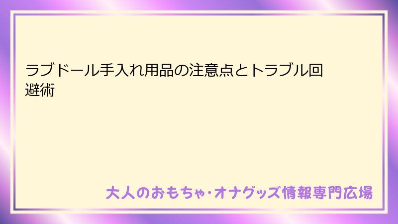 ラブドール手入れ用品の注意点とトラブル回避術