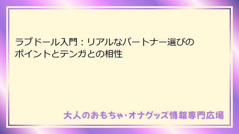 ラブドール入門：リアルなパートナー選びのポイントとテンガとの相性