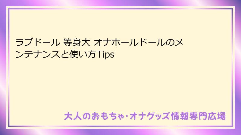 ラブドール 等身大 オナホールドールのメンテナンスと使い方Tips