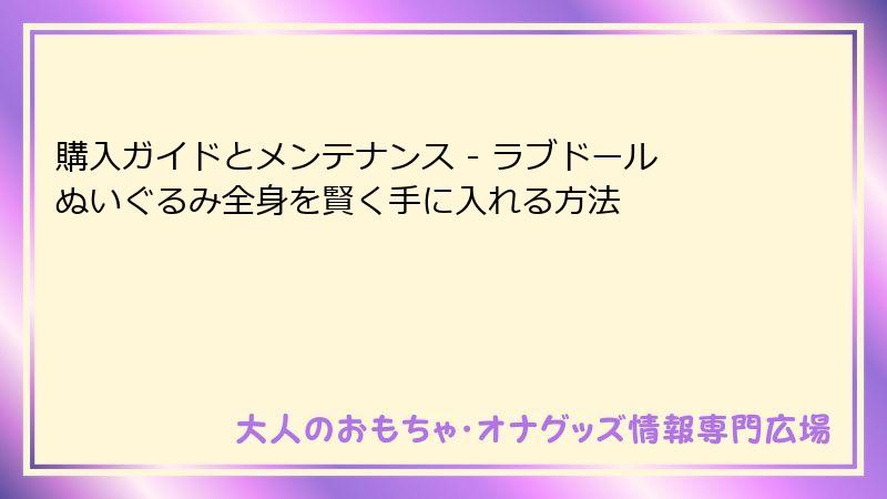 購入ガイドとメンテナンス - ラブドールぬいぐるみ全身を賢く手に入れる方法
