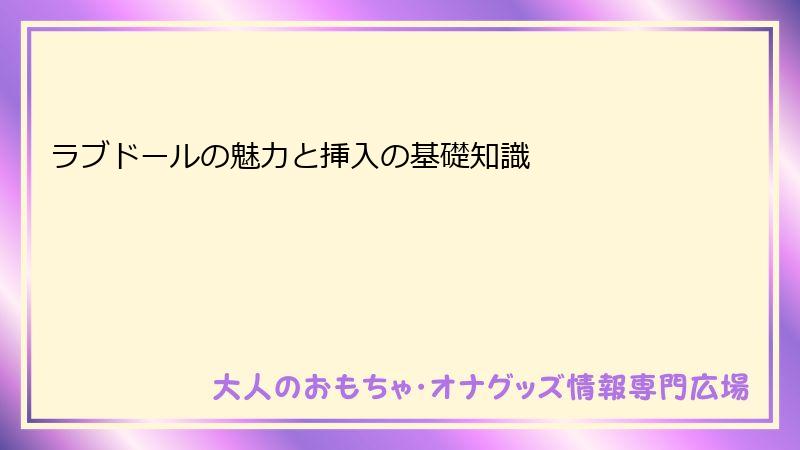 ラブドールの魅力と挿入の基礎知識