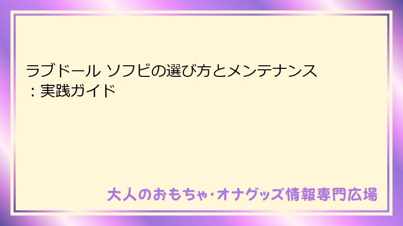 ラブドール ソフビの選び方とメンテナンス:実践ガイド