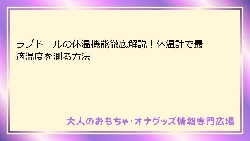 ラブドールの体温機能徹底解説！体温計で最適温度を測る方法