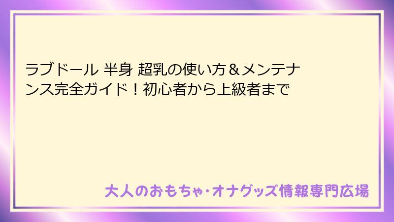 ラブドール 半身 超乳の使い方＆メンテナンス完全ガイド！初心者から上級者まで