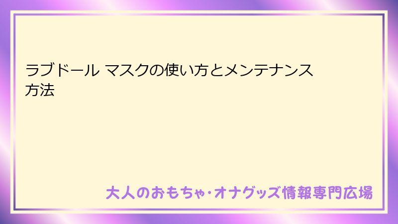 ラブドール マスクの使い方とメンテナンス方法