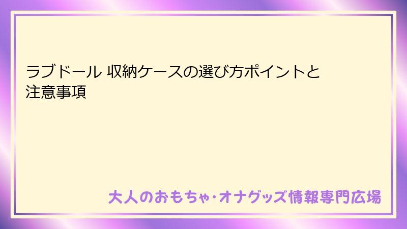 ラブドール 収納ケースの選び方ポイントと注意事項